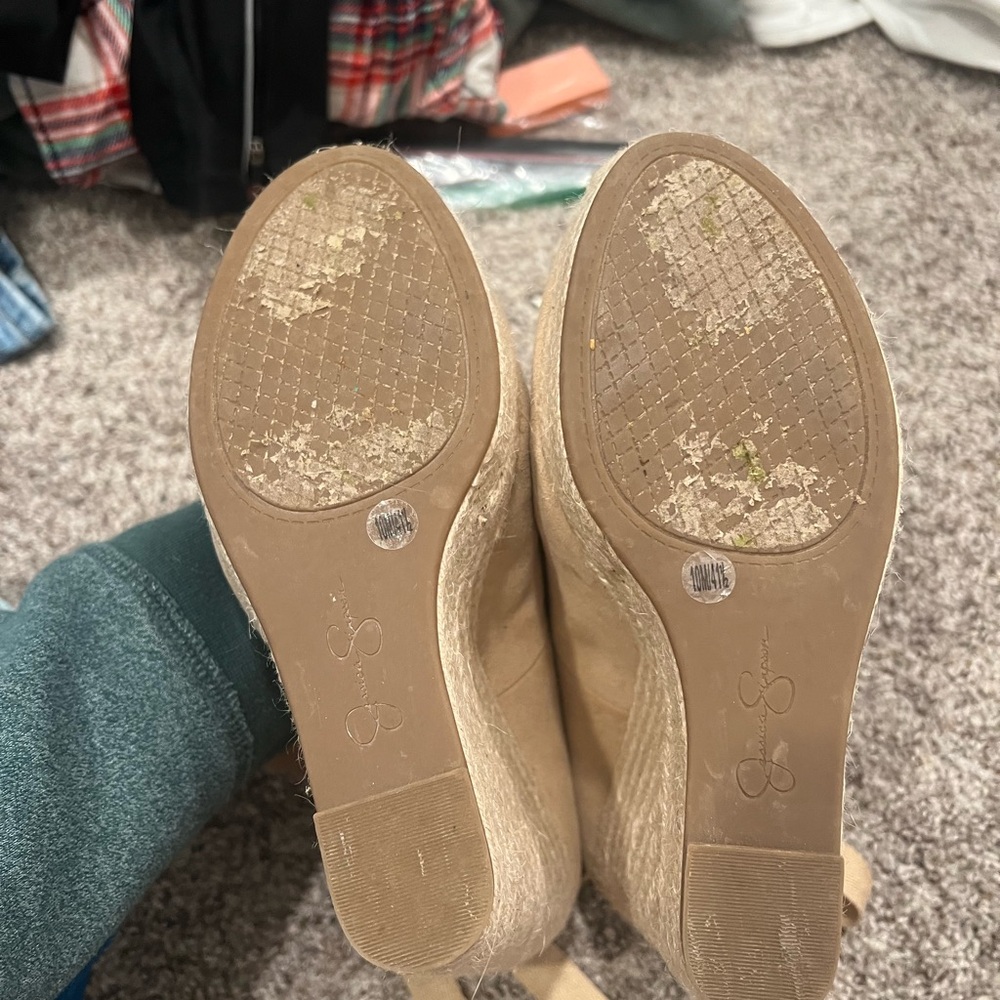 Jessica Simpson Tan Wedge Espadrilles with Ankle Ties - Picture 6 of 8